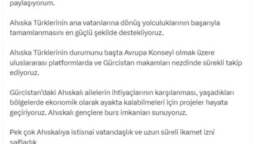 Bakan Fidan: Ahıska Türklerinin ana vatanlarına dönüş yolculuklarını en güçlü şekilde destekliyoruz