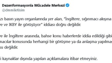 DMM’den, ‘İngiltere ile sığınmacı görüşmeleri’ iddiasına yalanlama